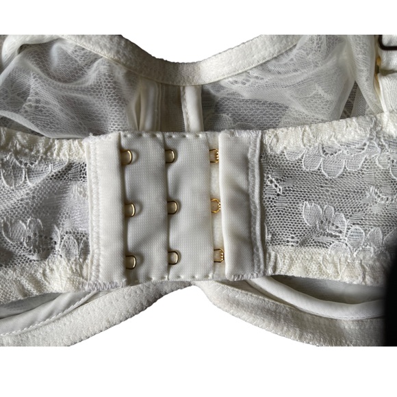 Donna Karen Intimates Semi-Sheer Ivory‎ Cream Lace Underwire Bra 34D - Picture 4 of 7